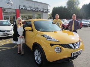 Mr & Mrs Willis collecting their Brand New Sun Yellow Nissan Juke From Our Senior Sales Executive Liam McEntee