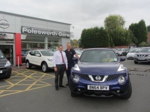 Mr Riley collecting his New Nissan Juke from Our Sales Manager Steve Sadler, this is the 2nd Juke Mr Riley has purchased from us in 3 Years