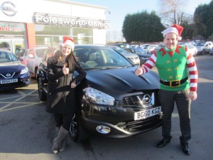 Mrs Abigayle Whiffin collecting her Nissan Qashqai from Our Sales Manager Steve Sadler