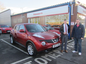 Local Customer Mr Smith collecting his new Nissan Juke from our Sales Executive Adam Hickinbottom