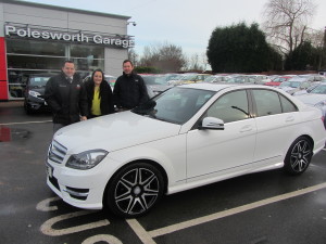 Mr Craig Belford and Nahid Ghafoor collecting their new Mercedes C220 AMG Sport from our Sales Manager Steve Sadler