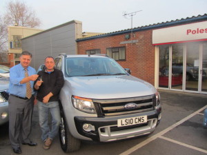 Lee Stocker Of Central Maintenance Solutions taking delivery of his new Ford Ranger from Our Managing Director Martin Newbold