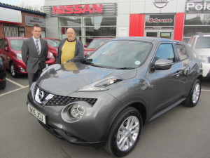 Local Customer Mr Robson collecting his new Nissan Juke From Our Sales Executive Phil Tierney