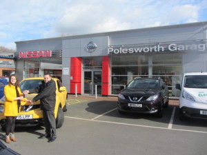 Miss Tatsiana Pouzhyk collecting her new Nissan Juke Acenta Premium from Our Sales Manager Steve Sadler