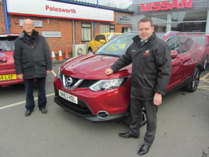 Mr David May Collecting his Nissan Qashqai From Our Sales Manager Steve Sadler