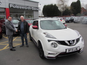 Mr Lloyd Excitedly awaiting to drive away in the fabulous Nissan Juke RS