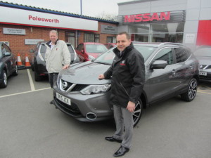 Returning Customer Christopher Davies collecting his new Nissan Qashqai from our Sales Manager Steve Sadler, This is Mr Davies 2nd Qashqai from Polesworth Garage