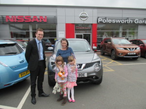 Ms Charlotte Ridgeway and family collecting her Brand New Nissan Juke From Our Sales Executive Phil Tierney