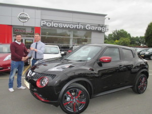 James Niblett, Owner Of The Deanery Cafe In Tamworth collecting his new Personalised Nissan Juke From Our Sales Executive Liam Mcentee