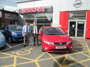 Local Customer David Drury Collecting his Honda Civic From Our Sales Executive aaron Christian