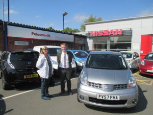 Mrs Jacqueline Atkinson travelled from Lutterworth To Purchase her Nissan Note From Our Sales Executive Aaron Christian