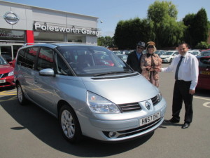 Louise Dalgleish & Micheal King Of The Band My Darling Clemantine, collecting their new Renault Espace From Our Sales Manager Steve Sadler