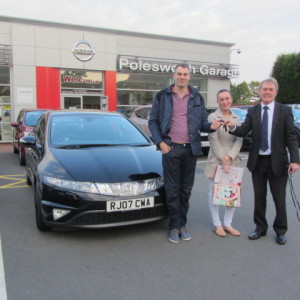 Ben Ward collecting his Honda Civic from our Sales Executive Paul Tomson