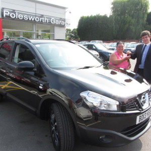 Miss O'Hara collecting her new Nissan Qashqai from our Sales Executive Jon Turner
