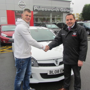 Mr Lee Drawwater collecting his new Vauxhall Astra VXR from our Sales Manager Steve Sadler