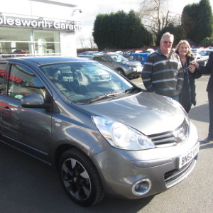 Mr & Mrs Clifford came all the way from Milton Keynes to purchase their new Nissan Note, here they are taking delivery from Our Sales Executive Jon Taylor
