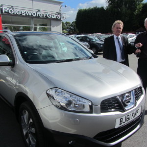 Mr Trevor Cottrill collecting his new Nissan Qashqai from our Sales Executive Paul Tomson