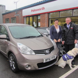 Mrs Caroline Ackroyd collecting her new Nissan Note from our Sales Executive Roy Bettaney