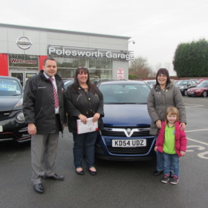 Mrs Jackie Cope collecting her Vauxhall Astra from our Sales Manager Steve Sadler