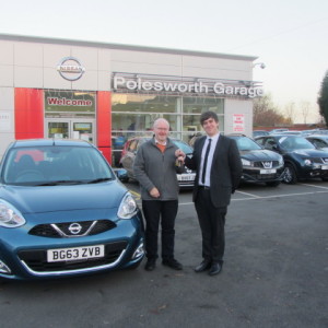 Alan Barton collecting his Brand New Nissan Micra from our Sales Executive Jon Taylor