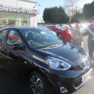 Local Customers Mr & Mrs Simpson collecting their Brand New Nissan Micra from our Sales Executive Jon Taylor.