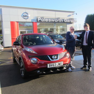 Mr Beech colecting his new Nissan Juke from Our Sales Executive Jon Taylor