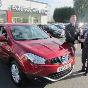 Mr Dennis Orton collecting his new Nissan Qashqai from our Sales Executive Liam McEntee