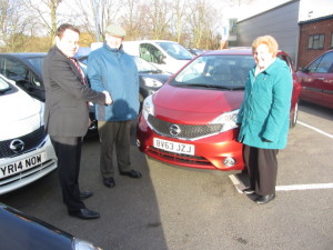 Mr & Mrs Danks taking delivery of their New Nissan Note from our Sales Manager Steve Sadler