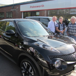 Mr & Mrs Middleton collecting their new Nissan Juke from our Sales Executive Roy Bettaney