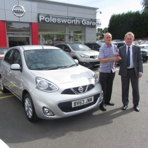 Mr Wilson collecting his new Nissan Micra from our Sales Executive Paul Tomson