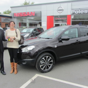 Mrs Sarah Benson collecting her New Nissan Qashqai 360 from our Sales Executive Paul Tomson