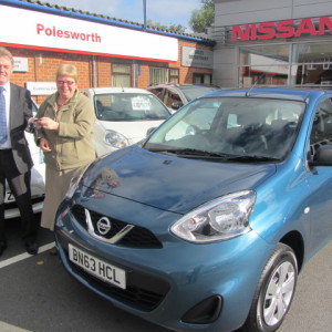 Mrs Susan Chinn collecting her New Nissan Micra from our Sales Executive Paul Tomson