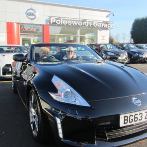 Phil & Mandy Thomas collecting their Brand New Nissan 370Z Roadster, this is the 2nd 370Z they have purchased through Polesworth Garage