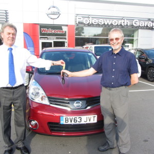 Richard Thomas collectung his new Nissan Note from our Sales Executive Paul Tomson