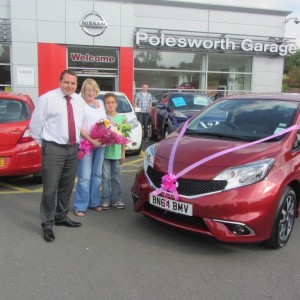 Birthday Girl Maureen Brown and her Grandson collecting their new Nissan Juke Dig S from Our Sales Manager Steve Sadler