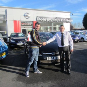Local Customer Mr Joyce collecting his Peugeot 307 from our Sales Manager Steve Sadler