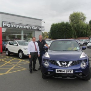 Mr Riley collecting his New Nissan Juke from Our Sales Manager Steve Sadler, this is the 2nd Juke Mr Riley has purchased from us in 3 Years