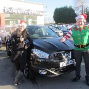 Mrs Abigayle Whiffin collecting her Nissan Qashqai from Our Sales Manager Steve Sadler