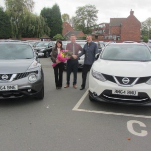 Newly Weds Kevin & Sonia Brierley collecting their new Nissan Qashqai and Juke from Our  Sales Executive Liam Mcentee