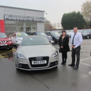 Returning customer and friend Jennifer Mayer collecting her New Audi TT from our Sales Manager Steve Sadler