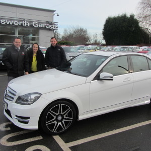 Mr Craig Belford and Nahid Ghafoor collecting their new Mercedes C220 AMG Sport from our Sales Manager Steve Sadler