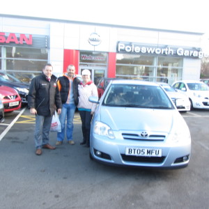 Mr & Mrs Wood collecting their Toyota Corolla from our Sales Manager Steve Sadler