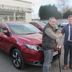 Loyal Customer Mr Ken Foxall Collecting his New Nissan Qashqai From Our Sales Executive Adam Hickinbottom