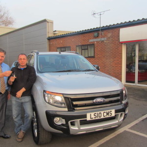 Lee Stocker Of Central Maintenance Solutions taking delivery of his new Ford Ranger from Our Managing Director Martin Newbold