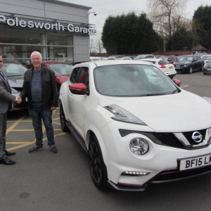 Mr Lloyd Excitedly awaiting to drive away in the fabulous Nissan Juke RS