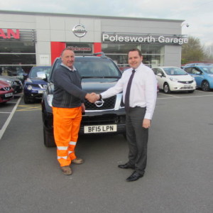Loyal Customer Mr Bernard Coton Of B P Coton Ltd Collecting his New Nissan Navara From Our Sales Manager Steve Sadler