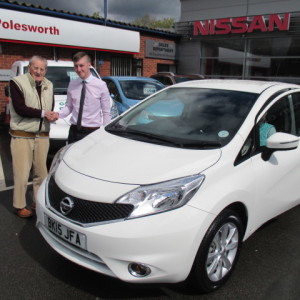 Mr Tony Martin Collecting His New Nissan Note Auto From Our Sales Executive Adam Hickinbottom