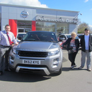 Tracie Sharratt & Jacob From Central Hydraulic Loaders Ltd Collecting There Range Rover Evoque From Our Sales Manager Steve Sadler