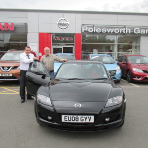 Loyal Customer Mr Michael Edden Collecting his Mazda RX8 from our Sales Manager Steve Sadler