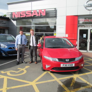 Local Customer David Drury Collecting his Honda Civic From Our Sales Executive aaron Christian